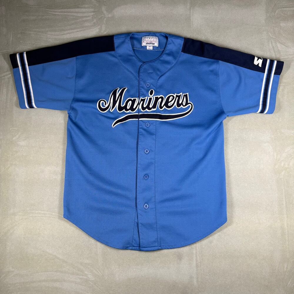 Vintage Seattle Mariners Starter Jersey Blue MLB Baseball Button Front Korea M